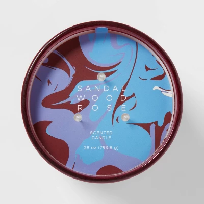 28oz Glass Sandalwood Rose Candle Burgundy - Opalhouse™ 3 28oz Glass Sandalwood Rose Candle Burgundy - Opalhouse™ - Image 3