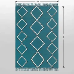 5' X 7' Soft Moroccan Tapestry With Double Knot Fringe Woven Outdoor Rug Teal - Opalhouse™ -Opalhouse™ Designed With Jungalow™ GUEST 59e527ba 7512 4b3c 92ea 0b2f51cfc486
