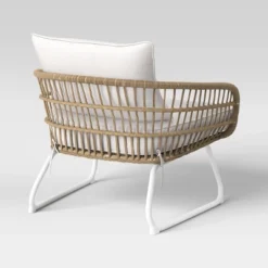 Southport Outdoor Patio Chair With Metal Legs, Club Chair Natural/White - Opalhouse™ -Opalhouse™ Designed With Jungalow™ GUEST 85f574ff c7e7 4d01 b943 e6500f46c5aa