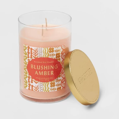 21.5oz 2-Wick Blushing Amber Lidded Glass Jar Candle Orange - Opalhouse™ 2 21.5oz 2-Wick Blushing Amber Lidded Glass Jar Candle Orange - Opalhouse™ - Image 2