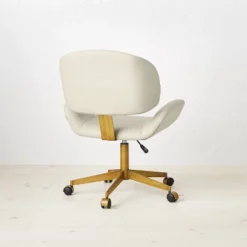 Mahonia Faux Leather Office Chair Cream/Aged Brass - Opalhouse™ Designed With Jungalow™ -Opalhouse™ Designed With Jungalow™ GUEST c063500a 216c 4d23 8174 81e648410040