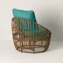 Topanga Club Chair With Ottoman - Blue/Brown - Opalhouse™ Designed With Jungalow™ -Opalhouse™ Designed With Jungalow™ GUEST db6f5d67 275a 4bfa 9fae 3ff68f41b8d1