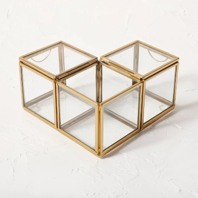 Metal Glass Decorative Box Gold - Opalhouse™ Designed With Jungalow™ 3 Metal Glass Decorative Box Gold - Opalhouse™ Designed With Jungalow™ - Image 3